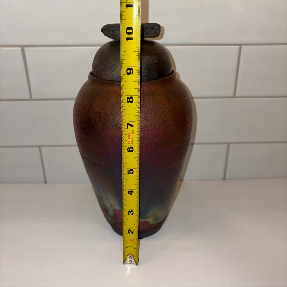 Handcrafted Multicolor Ceramic Vase Raku - Picture 2 of 16